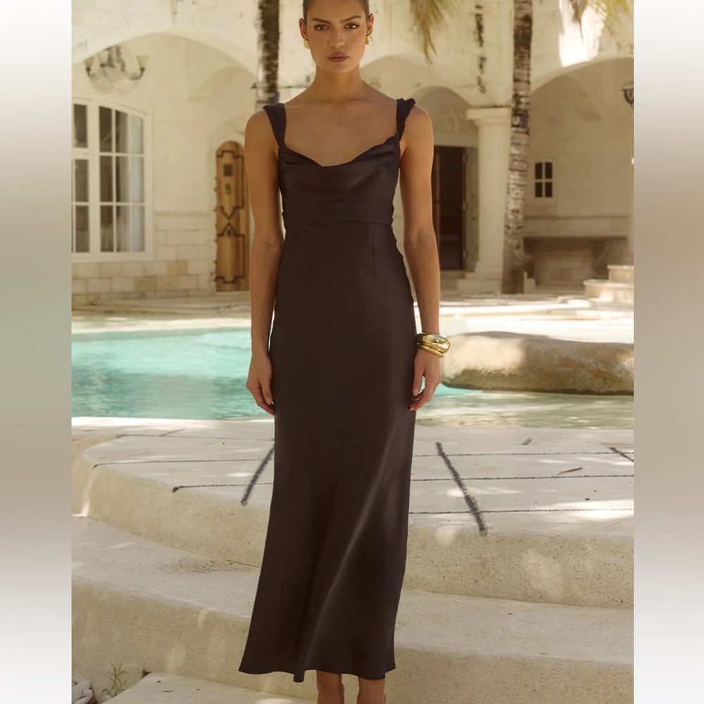 Black Satin Maxi Dress